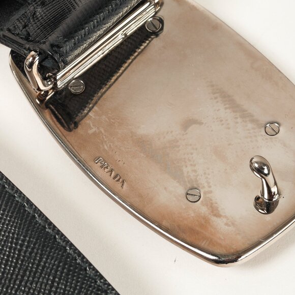 Prada Black Saffiano-Leather Logo-Buckle Belt - Picture 5 of 7
